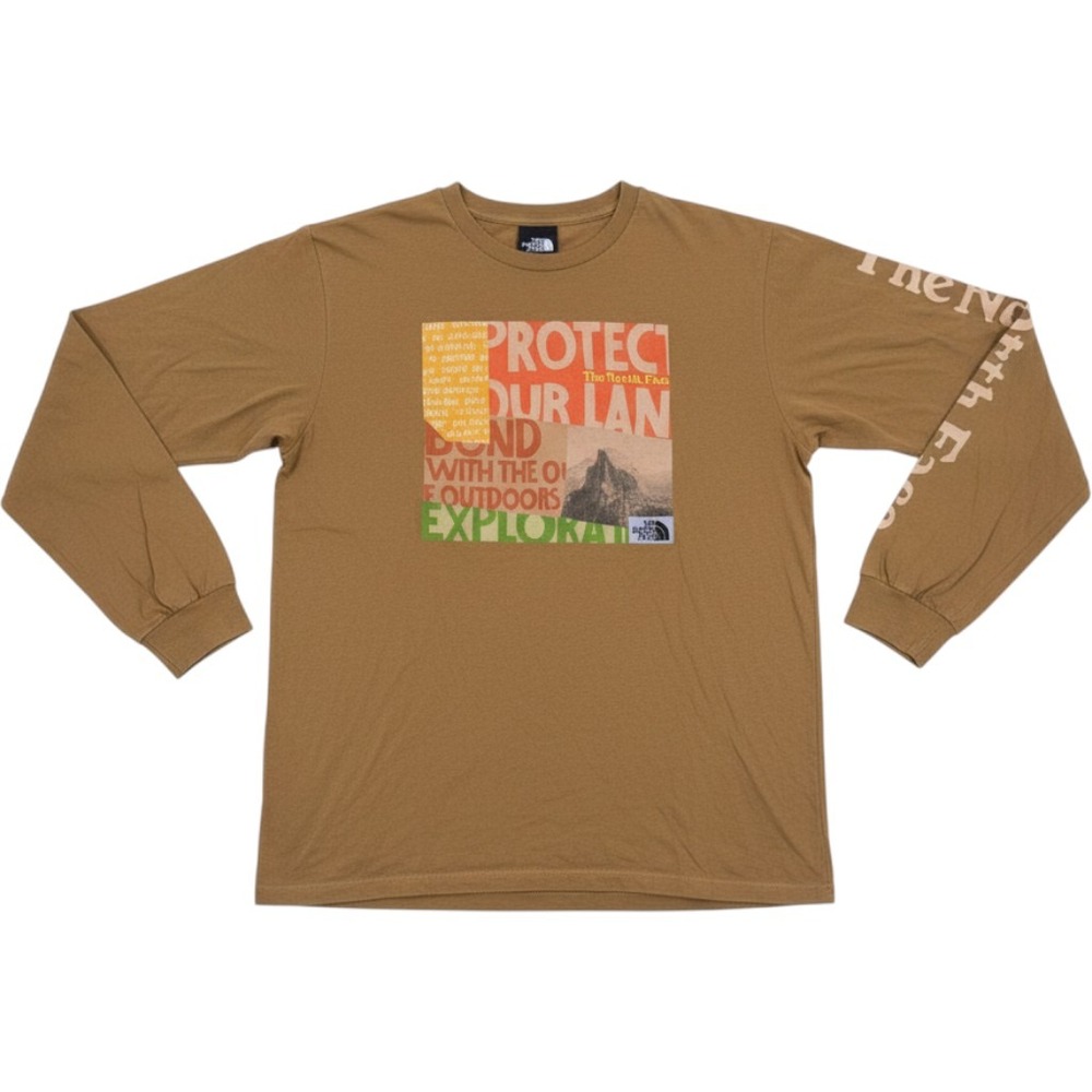 The North Face Mens Brown Protect Our Land Graphic Long Sleeve T-Shirt Large